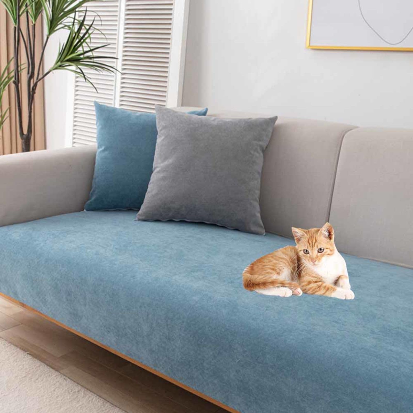 Racib Funny Fuzzy Corner Non Slip Sofa Cover,Velvet Sofa Covers Waterproof Sofa Slipcovers Couch Covers dog protector Apply To L Shape 1 Seater 2 Seater 3 Seater 4 Seater Sofa,R-110x240cm