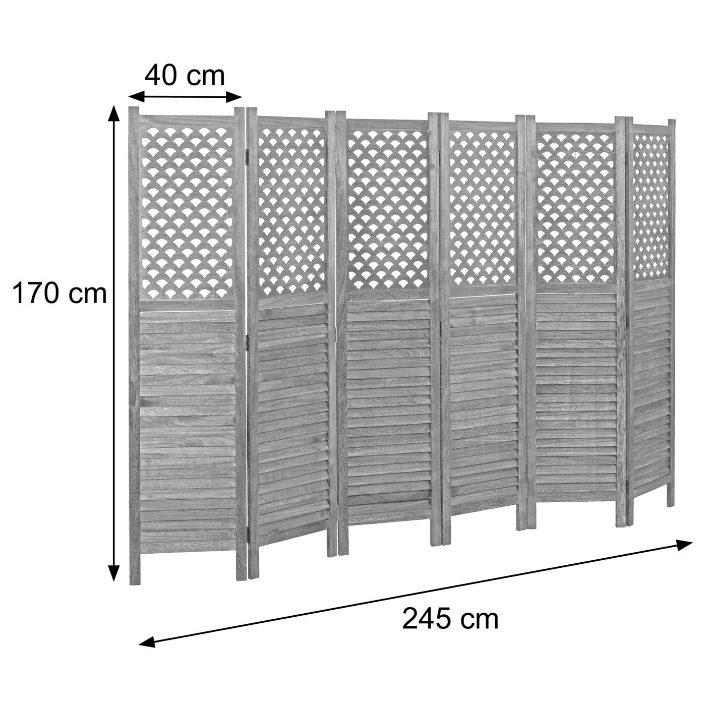Mendler Paravent HWC-A84, Ornamente 170x245cm - braun