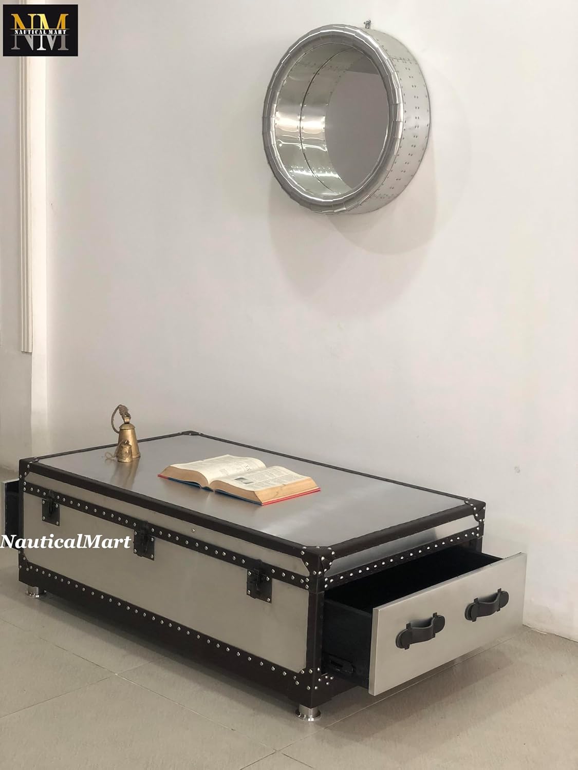 NauticalMart Mayfair Steamer Trunk Tall Coffee Table