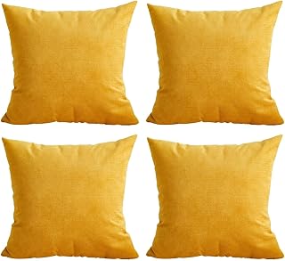 Beydodo Funda Cojines para Salon Amarillo,Pack de 4 Fundas para Cojines Color Sólido 50 50 Funda Cojin