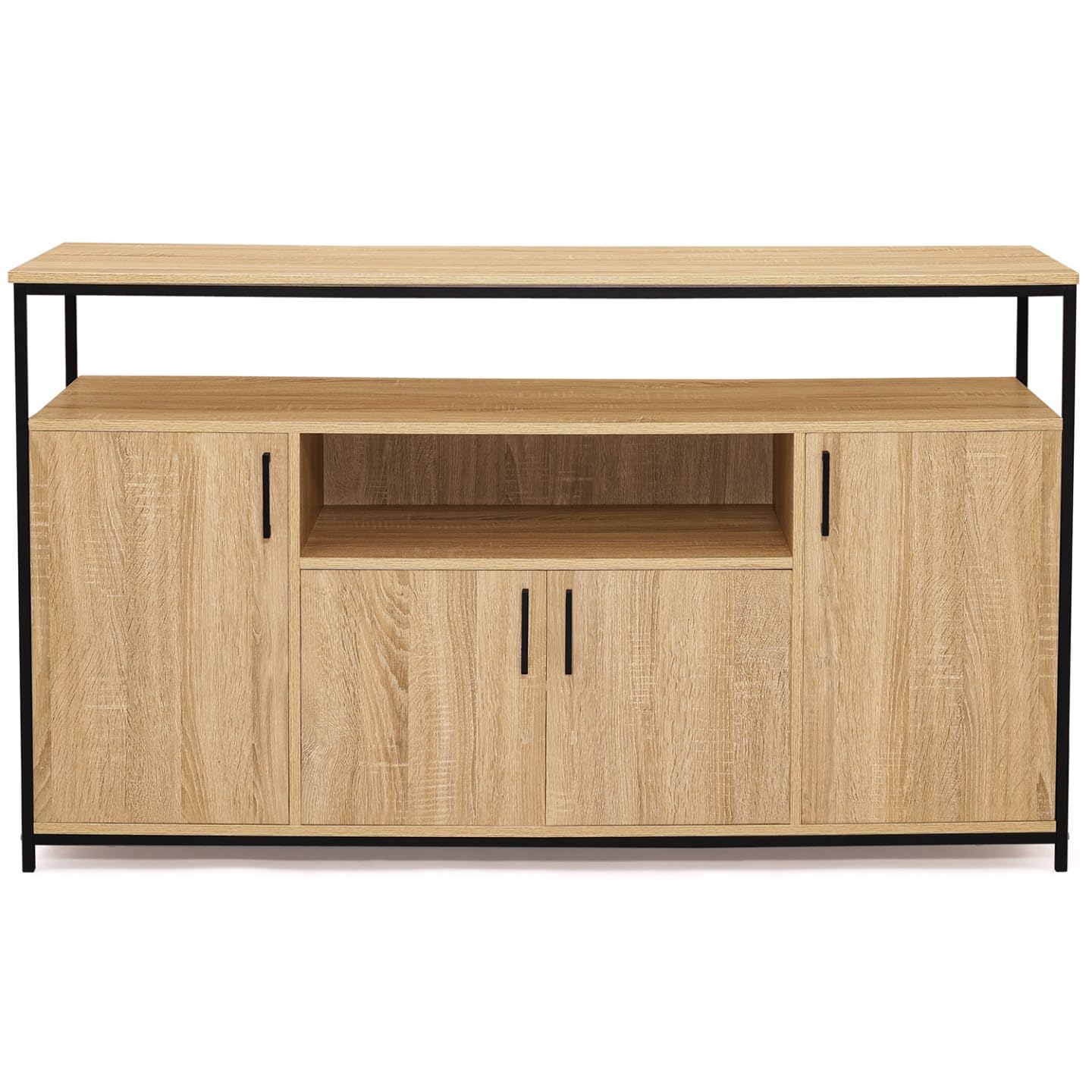 IDMarket - Buffet 4 Portes 140 cm Detroit avec Niche Design Industriel
