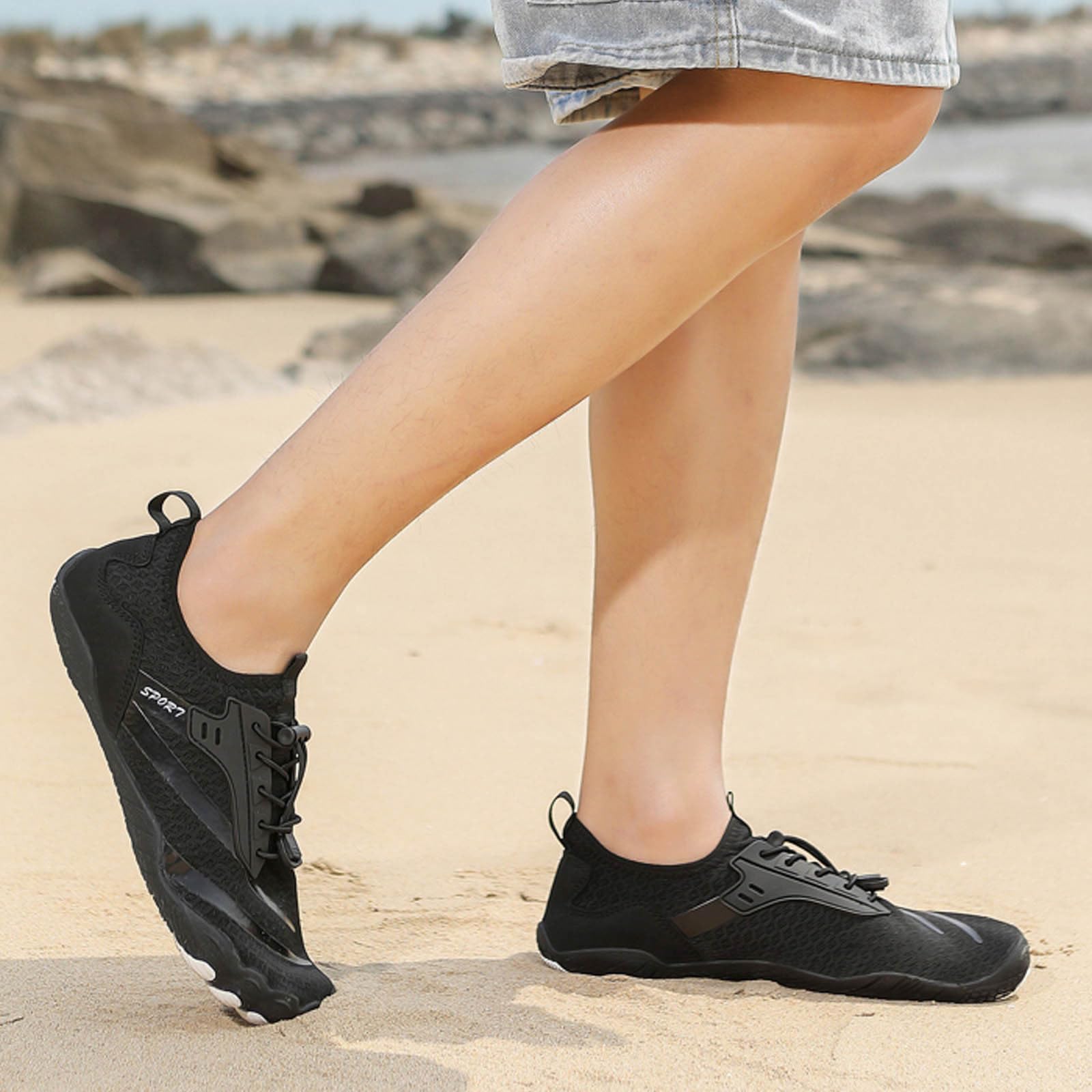 Générique Wasserschuhe für Damen und Herren, Sportschuhe, neues Modell, einfach, einfarbig, Outdoor-Sportschuhe, leicht, elastisch, Barfußball, Herren