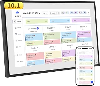 10.1 Inch Smart Digital Calendar & Chore Chart Full HD Touchscreen Display WiFi Sync Electronic Planner for Family Schedules Includes Desk Stand Streamline Home Organization Gift for mother mom women
