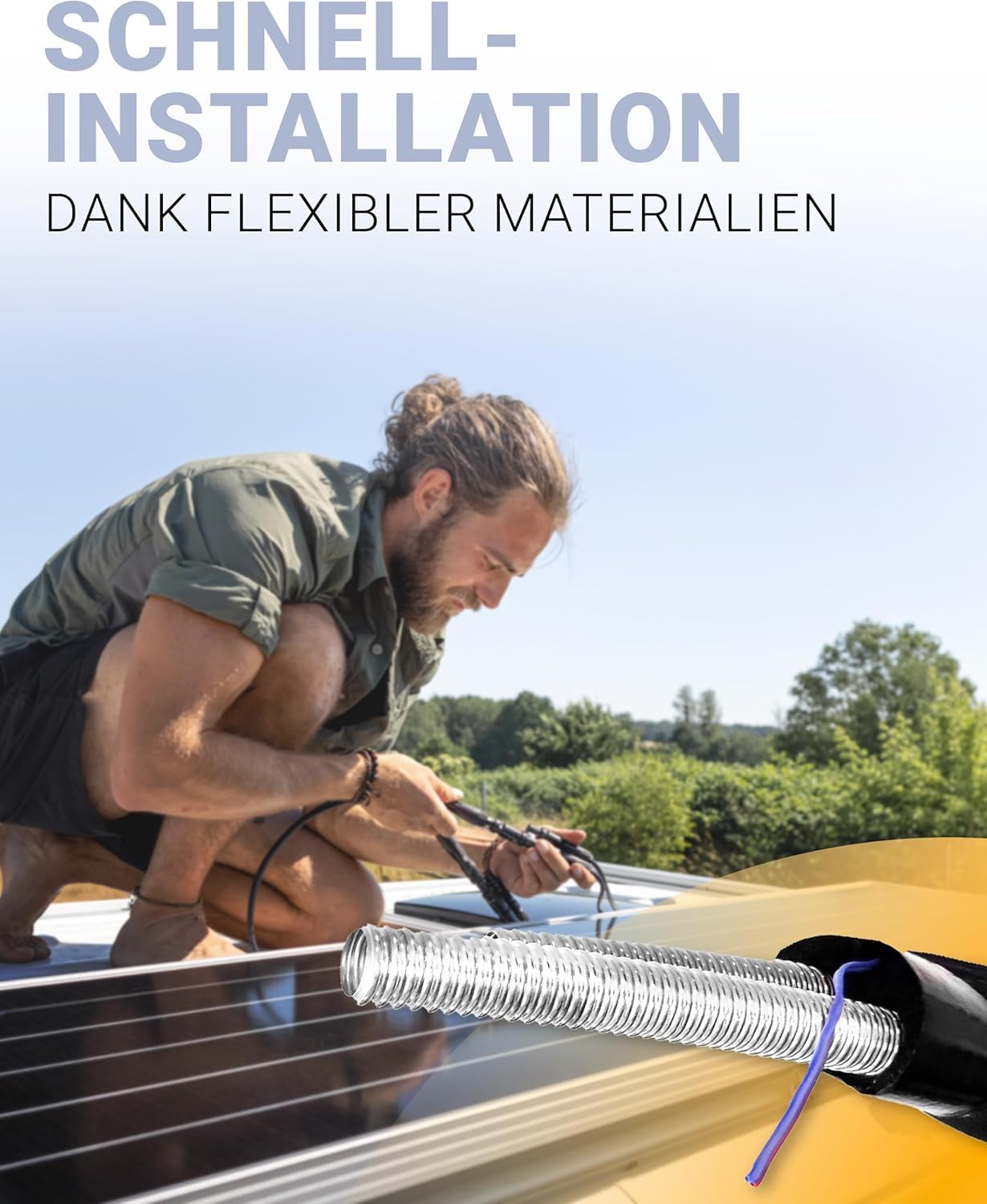 Tubo solar doppio DN16 in acciaio inossidabile con cavo sensore – Tubo solare/condotta solare per solare termico – Doppio tubo preisolato 13 mm EPDM – 3/4" dado a pressione – 5 m / 10 m / 15 m / 20 m