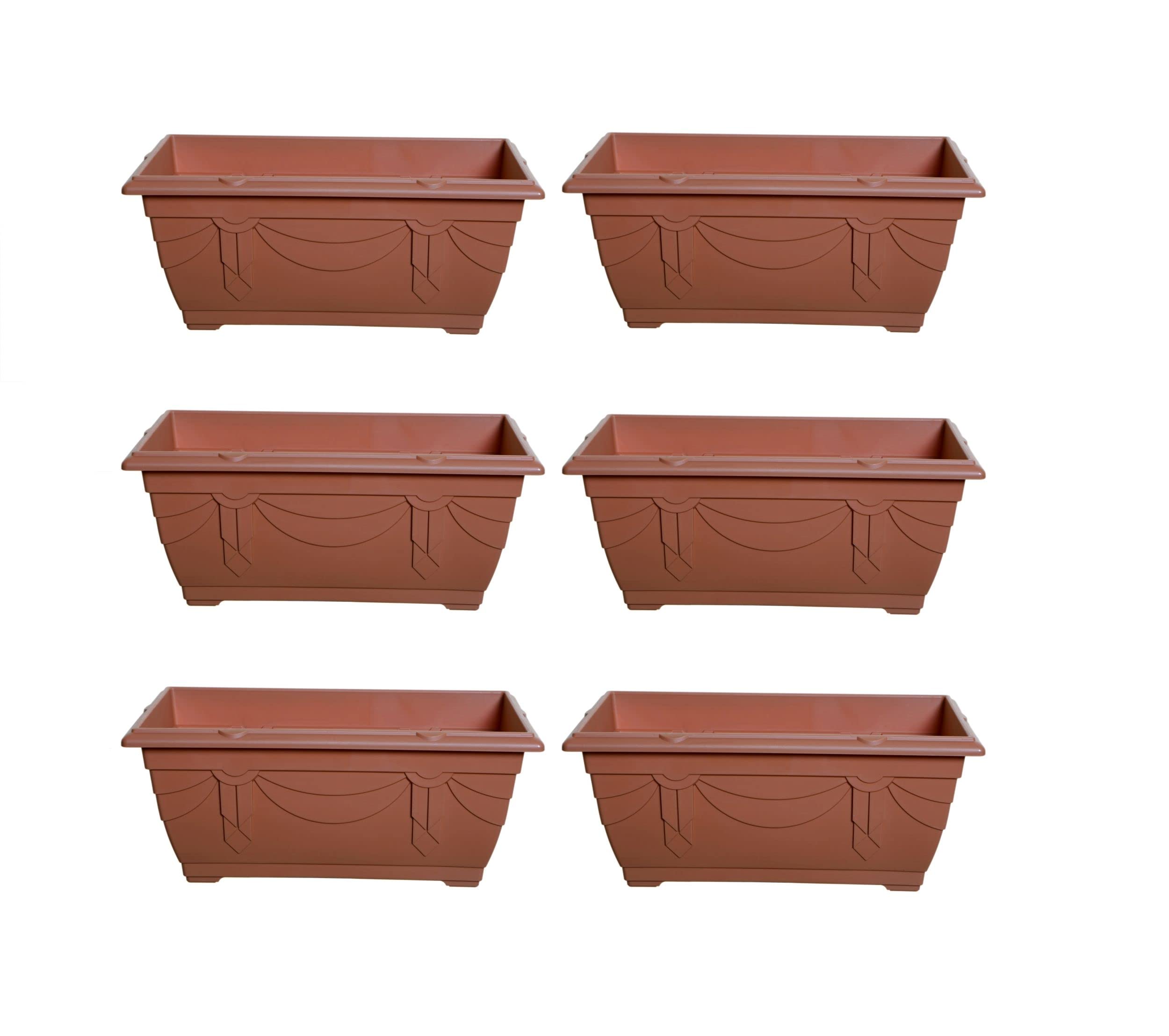 Small 40cm Terracotta Colour Venetian Window Box - Orange / 6