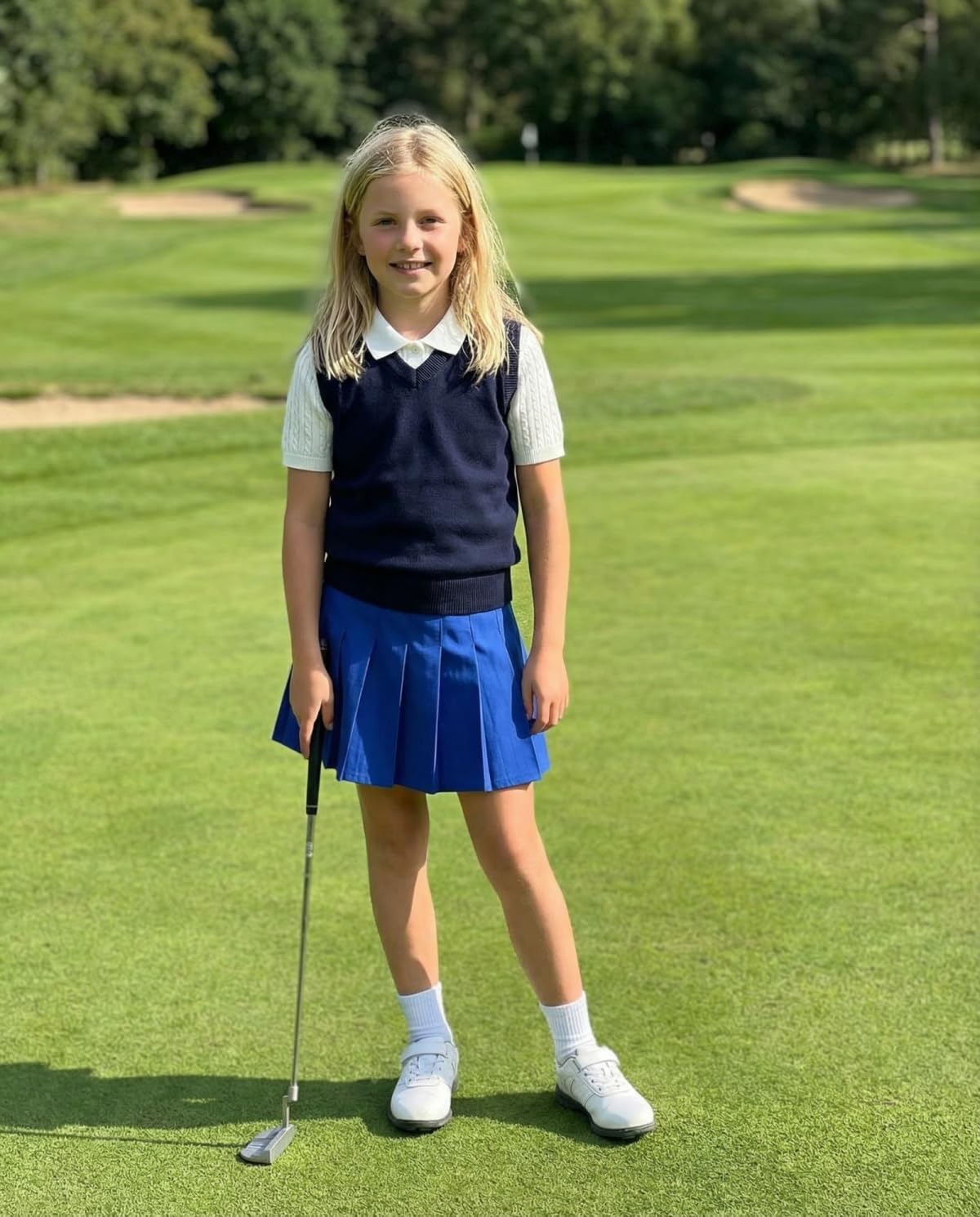Girls Pleated Skort School Uniform Skirts A-Line Tennis Skirt with Shorts