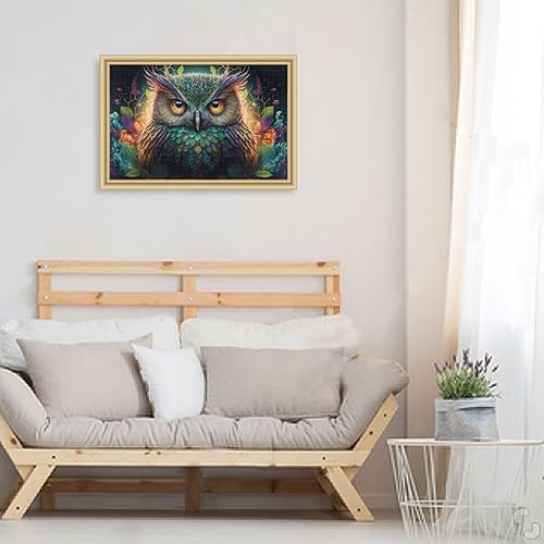 Miniatura 6 de Rompecabezas de madera de 1000 piezas con estampado mágico de flores de búho, Z con bolsa de almacenamiento de partición del alfabeto, fácil de