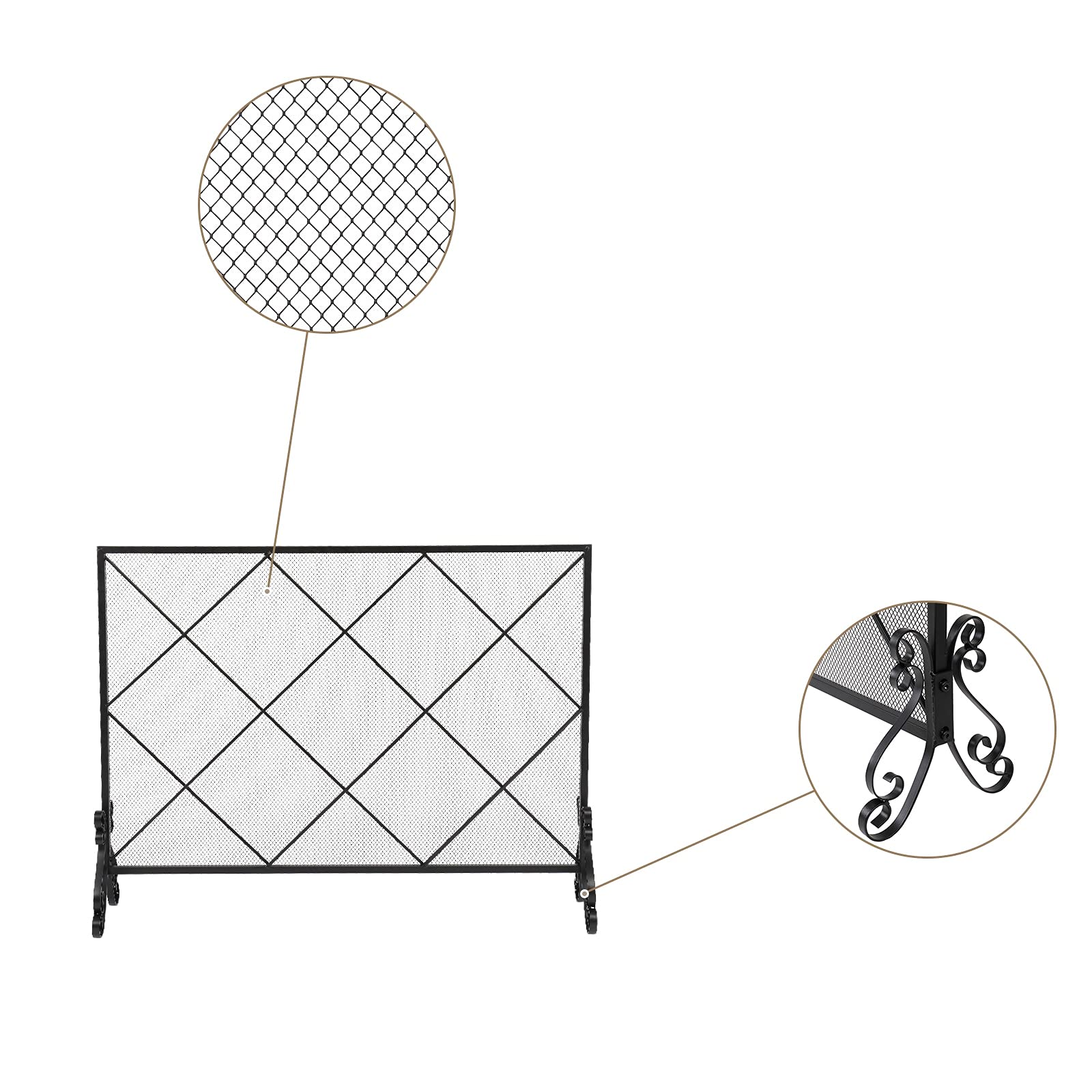 Schermi per Caminetti di Guardia Camino Schermo Linea Diamante Grande griglia Decorativa in Ferro Decorativo 105x22.5x81.5cm Accessori per Caminetti in Rete Decorativa