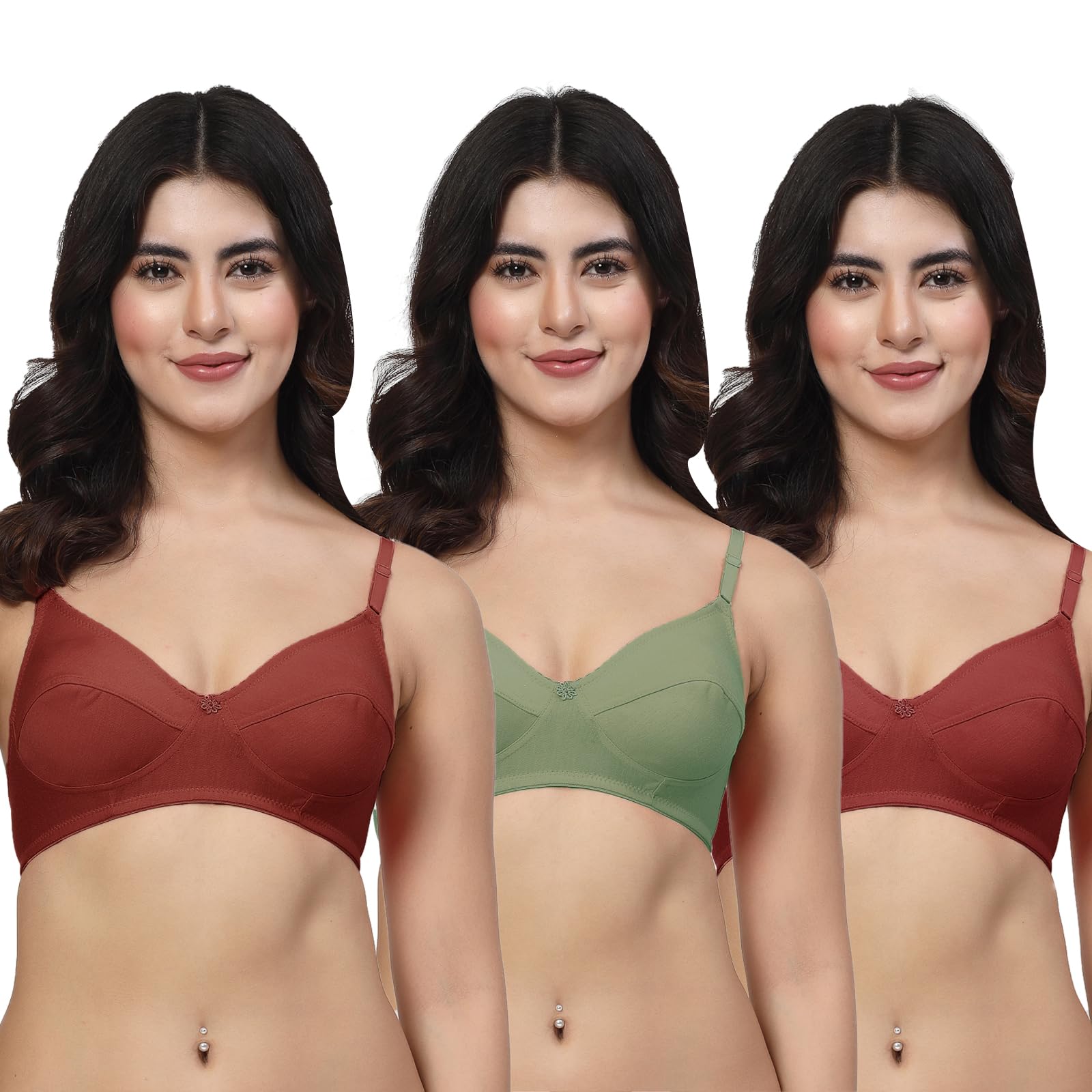 LILY Black, Fawn, LGreen Non Padded Dailywear Bra (manoop-Black-Fawn-LGreen)-image-17