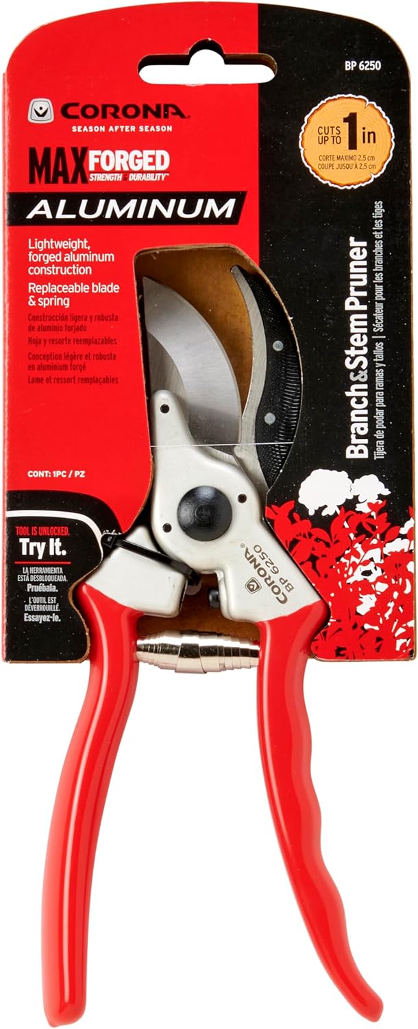 Corona Tools Bypass Pruner – Forged Steel 1″ Capacity Hand Pruning Garden Shears with Lightweight Aluminum Handles