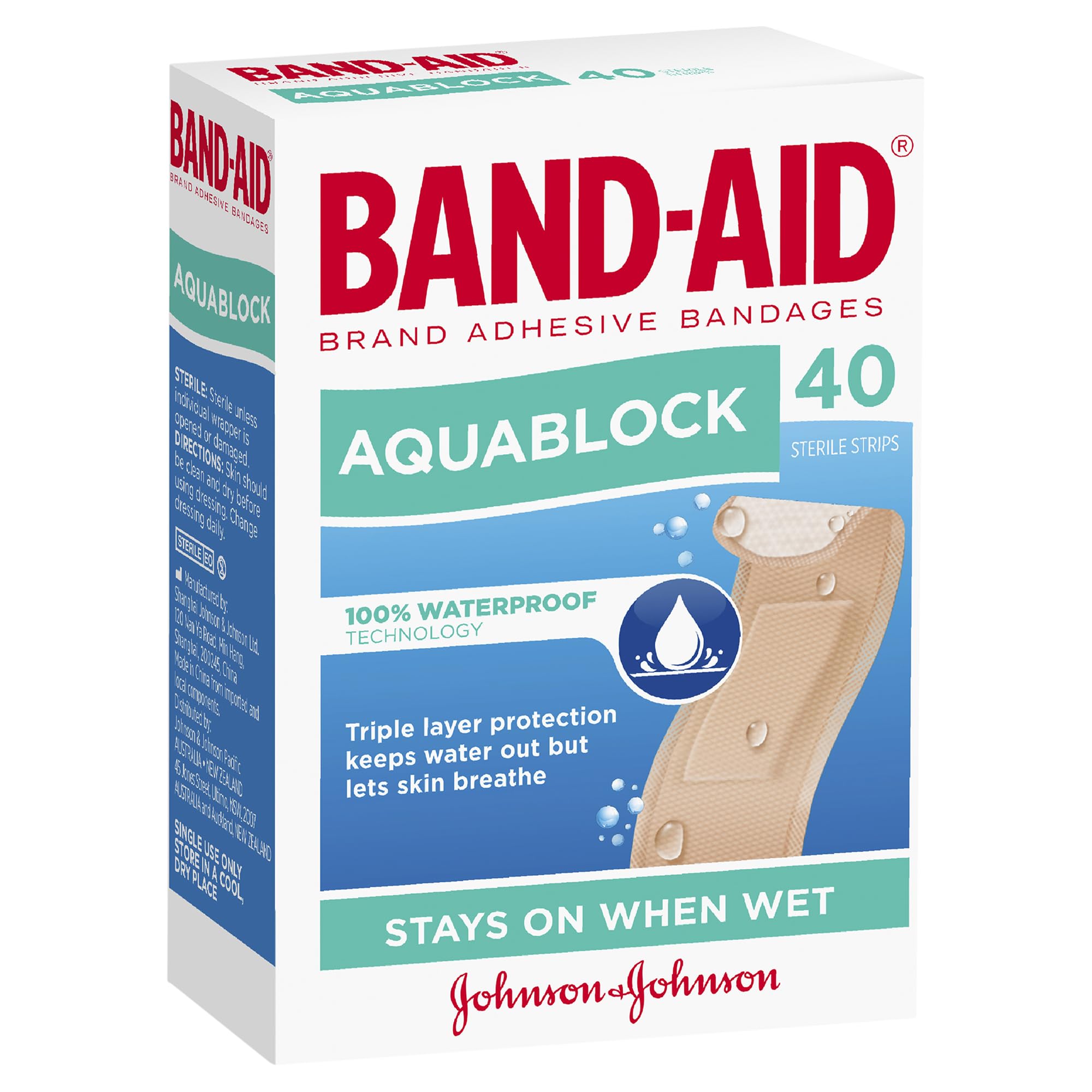 Band-Aid Waterproof Aquablock Sterile Strips 40 Pack : Amazon.com.au:  Health, Household & Personal Care