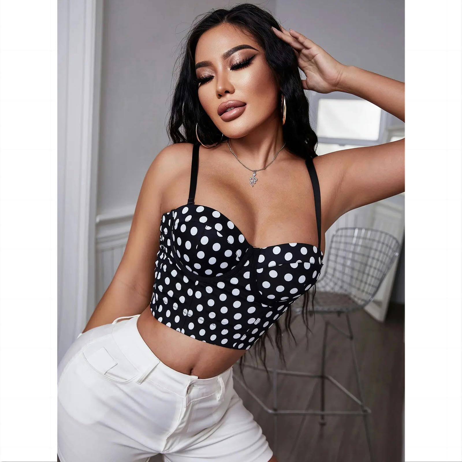 Canottiera Donna Cotone Summer Women Back Buckle Bustier Crop Corset Cami Top