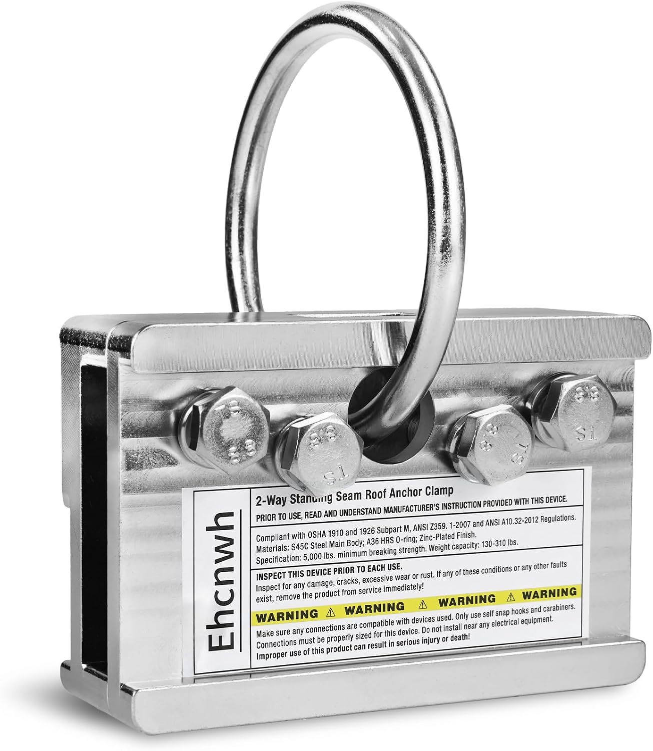 Standing Seam Roof Clamp, 2-Way Standing Seam Roof Anchor Clamp for Fall Protection, Roof Anchor for Vertical Seam Metal Roofs or Fixed Ladders, Non-Penetrating & Reusable, Breaking Strength 5000lbs