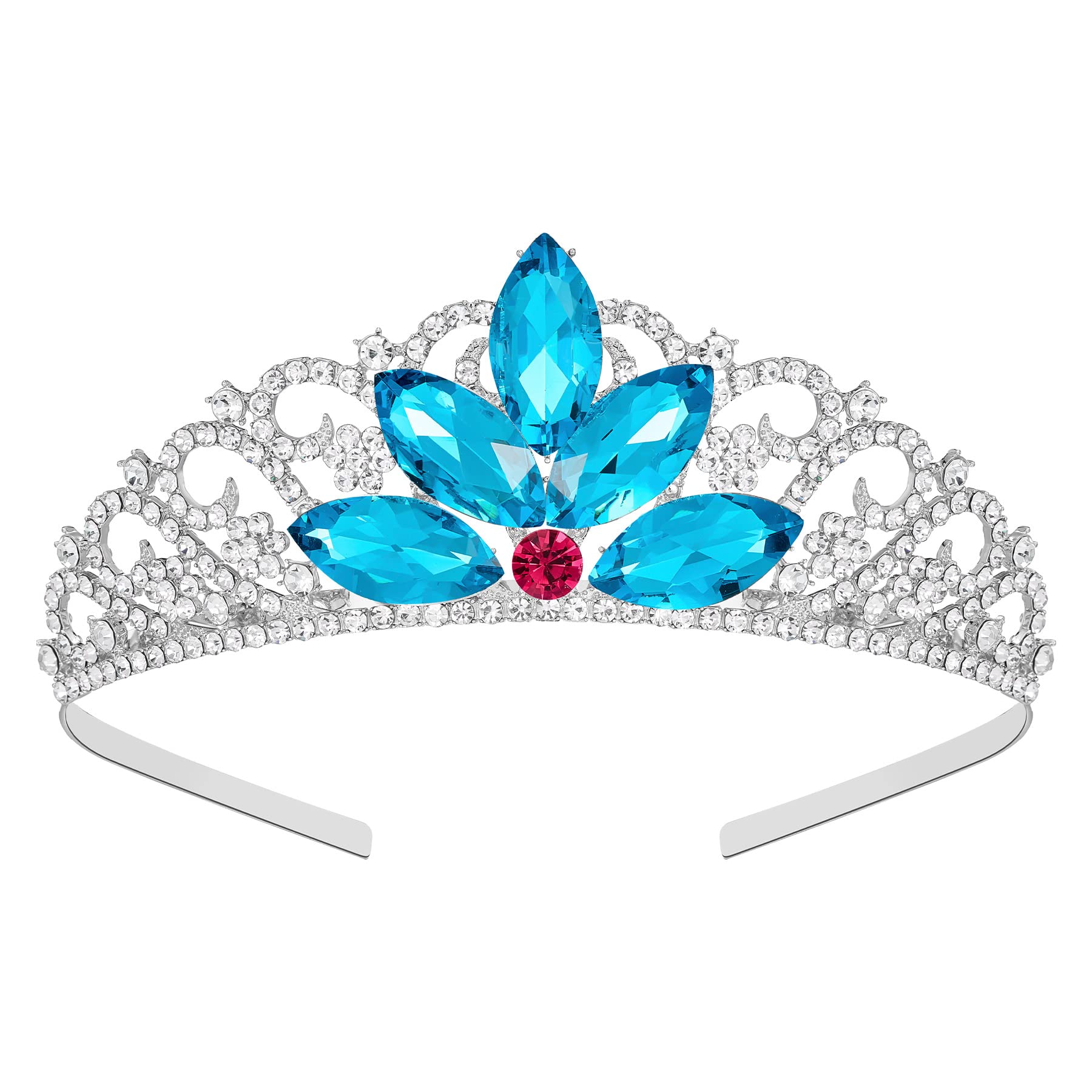 SWEETV Princess Tiara for Little Girls, Kids Birthday Tiara Headband, Flower Girls Crown Diadem, Crystal Cosplay Dress up Halloween Costume Hair Accessories 8