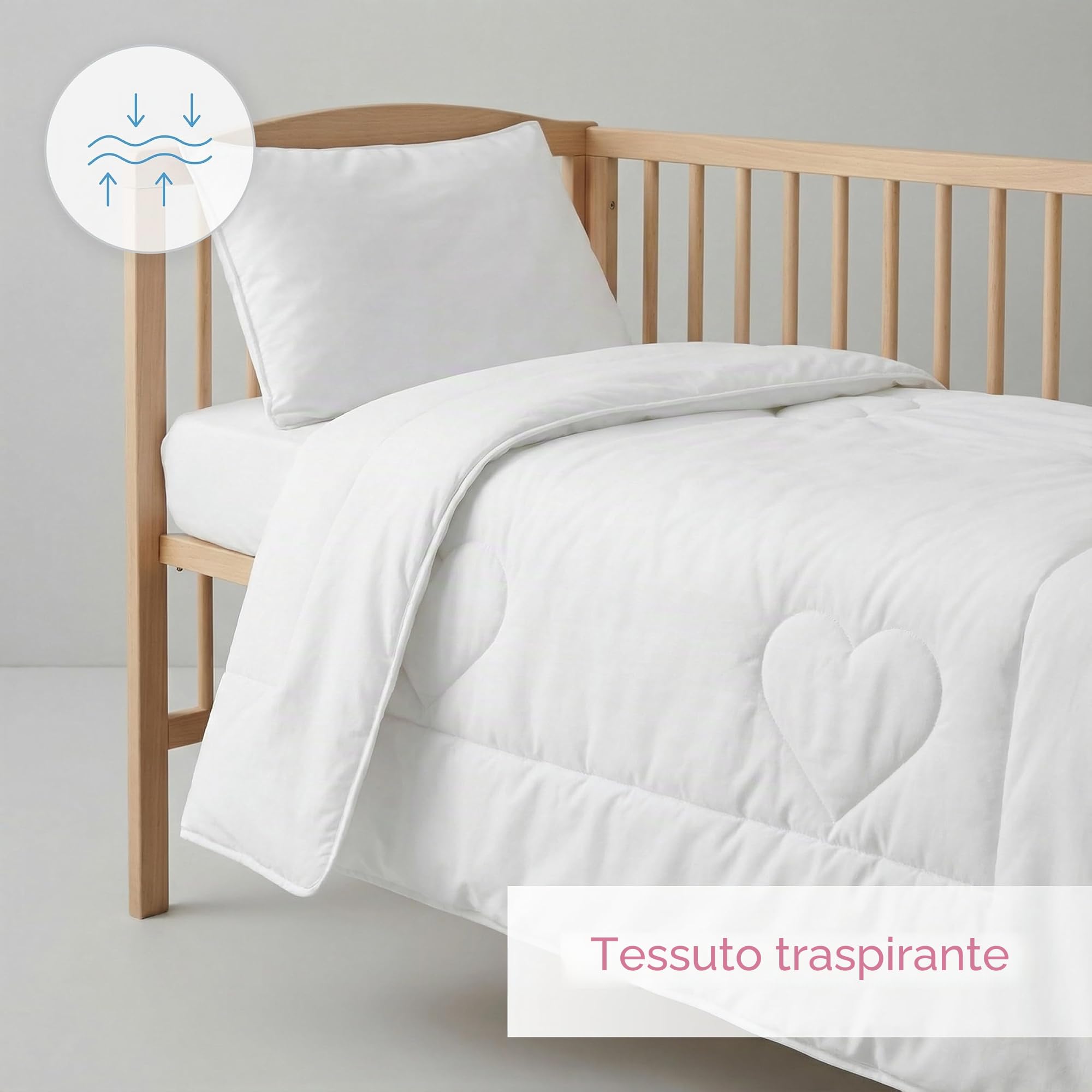 Baby Comfort Anti Allergia Bambino Piumino e Cuscino Set 120x90 per Culla (12 mesi+)