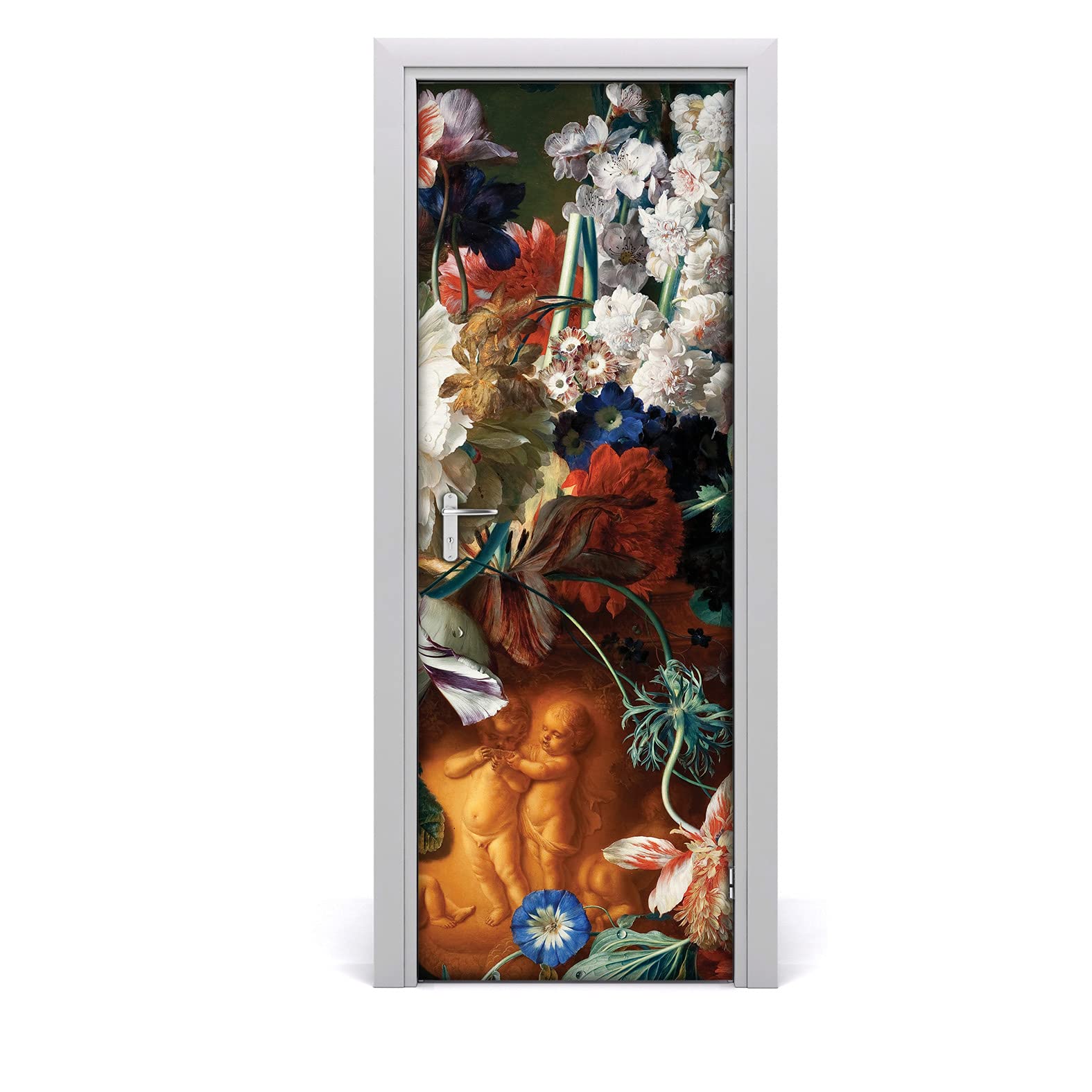 Papier peint sur la porte 70x200 autocollant de porte imperméable rose florale néerlandaise