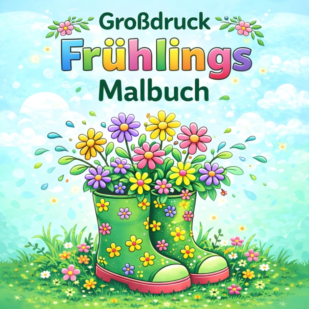 Großdruck Frühlings Malbuch & Frühlings Malbuch : 50 große einfache Frühlingsmotive zur Entspannung für Erwachsene und Senioren