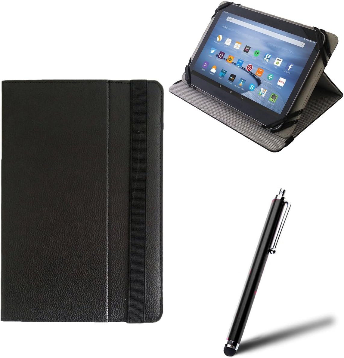 TabTek KOCASO MX9200 (9-Inch, Android MX 9200) Tablet Cover - Ultra Slim Lightweight Case & Stand, Black & Stylus