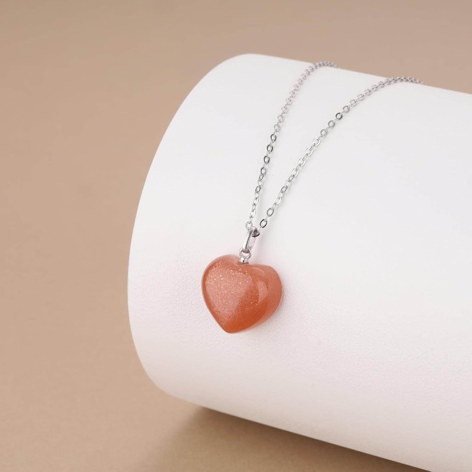 COAI Women's 925 Sterling Silver Necklace, Sunstone Crystal Pendant Heart Necklace for Women - Image 4