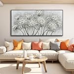 Room Decor Aesthetic Floral Wall Decor White Artwork Home Wall Decor Living Room Decorations Botanical Wall Art Bedroom Office Decor With Framed 75x150 CM