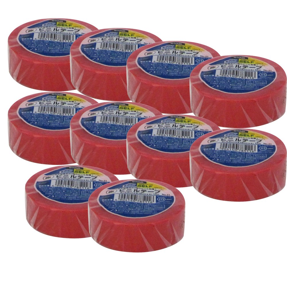 Amazon.co.jp: ニトムズ ビニールテープ No.21 赤 19mm×10m J2511 10巻