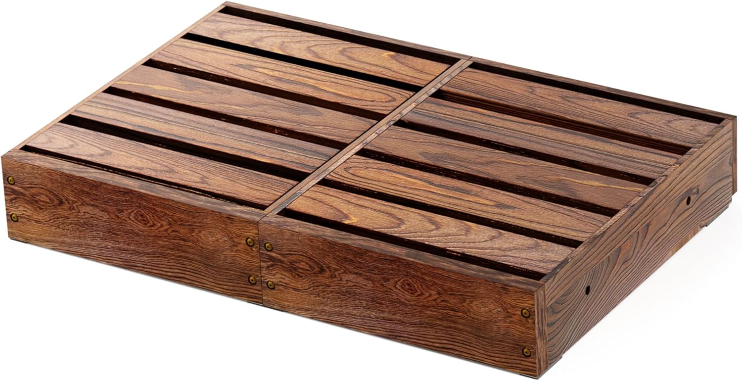 Wooden Step Stool, Carbonized Pine Wood Platform 23.6" x 15.9", 3.5" High, Supports 450 lbs, Sturdy Minimalist Low Step for Kitchen, Bedroom, Bathroom, Living Room & Indoor Home Décor