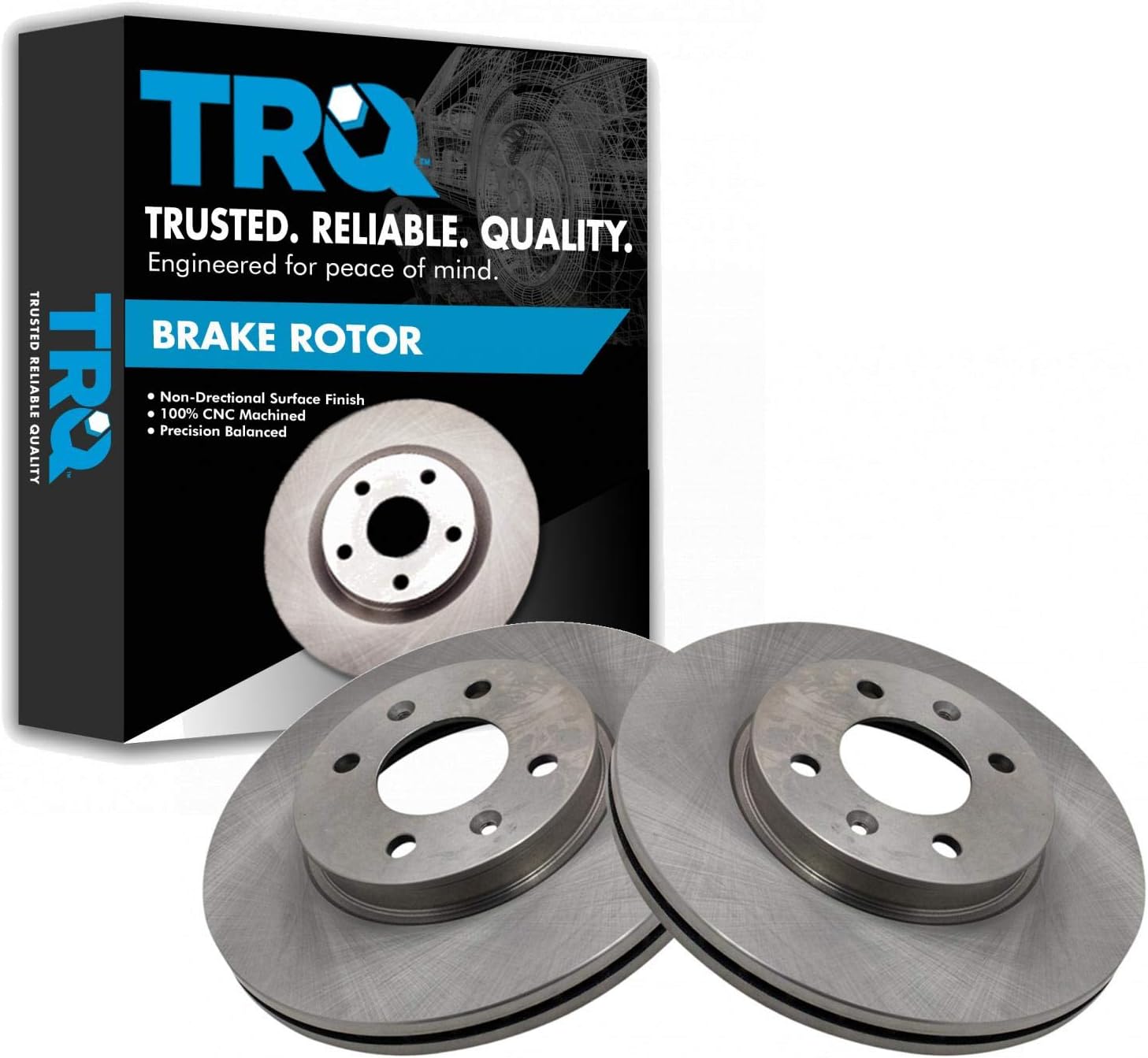 TRQ Front Brake Rotors Set Vented Compatible with 2012-2017 Hyundai Accent 2012-2018 Kia Rio
