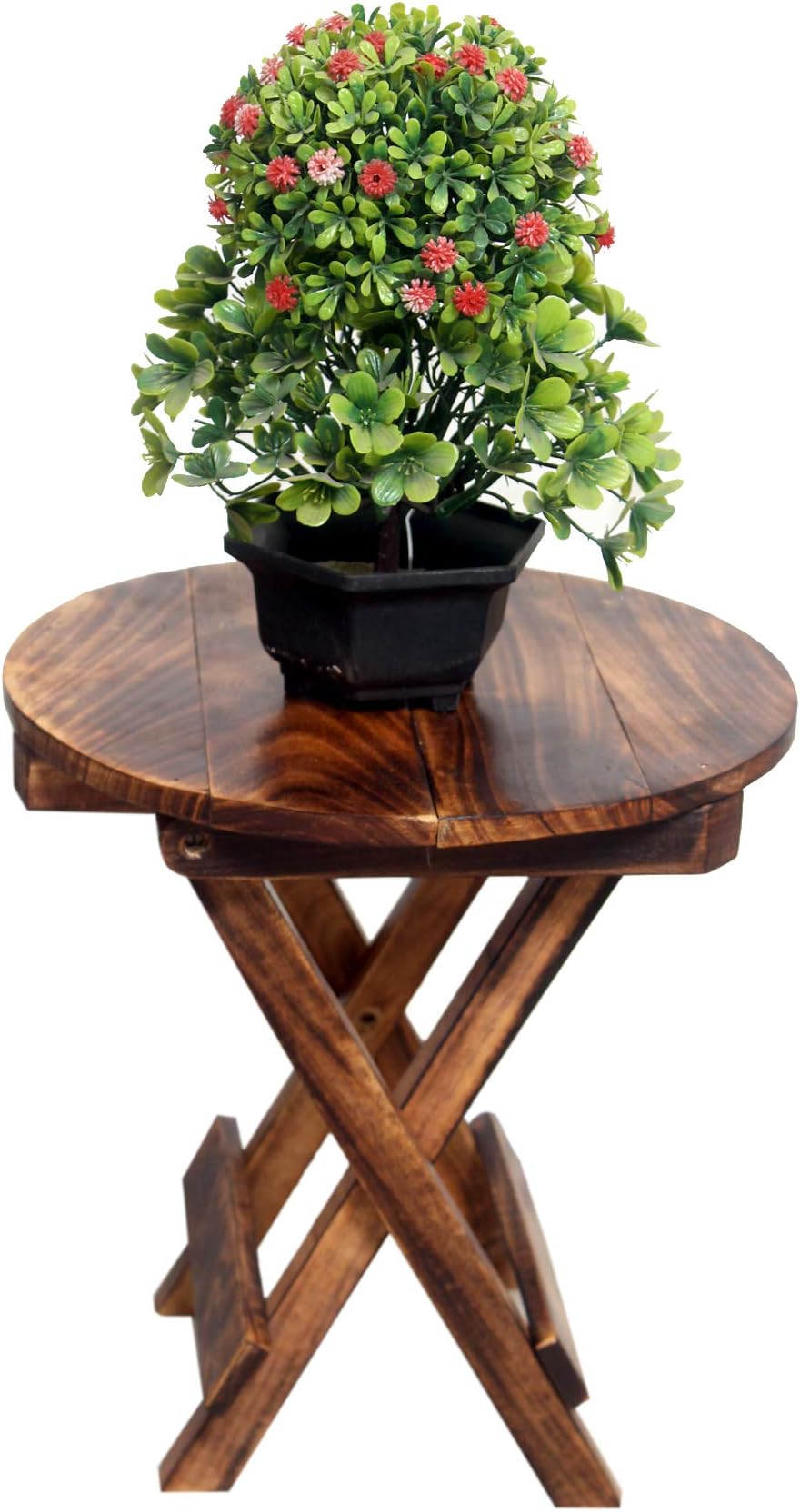 A2Z Wood Gifts Care Wooden Round Hand-Craft Folding and Coffee Side Table for Living Room, Office and Decoration