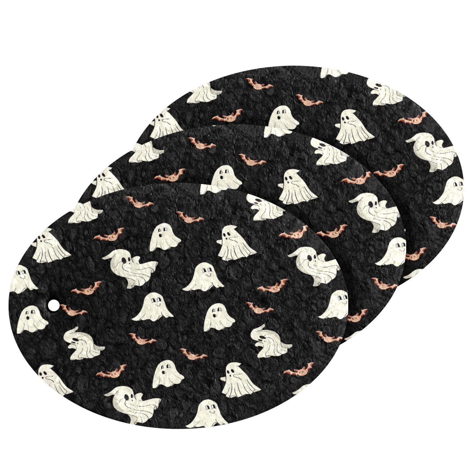 Kcldeci Scrub Sponges, Halloween Spooky Ghost Non-Scratch Sponges for Dishes Kitchen Sponge Dish Scrubber For Washing Dishes and Cleaning Kitchen 3 Pack