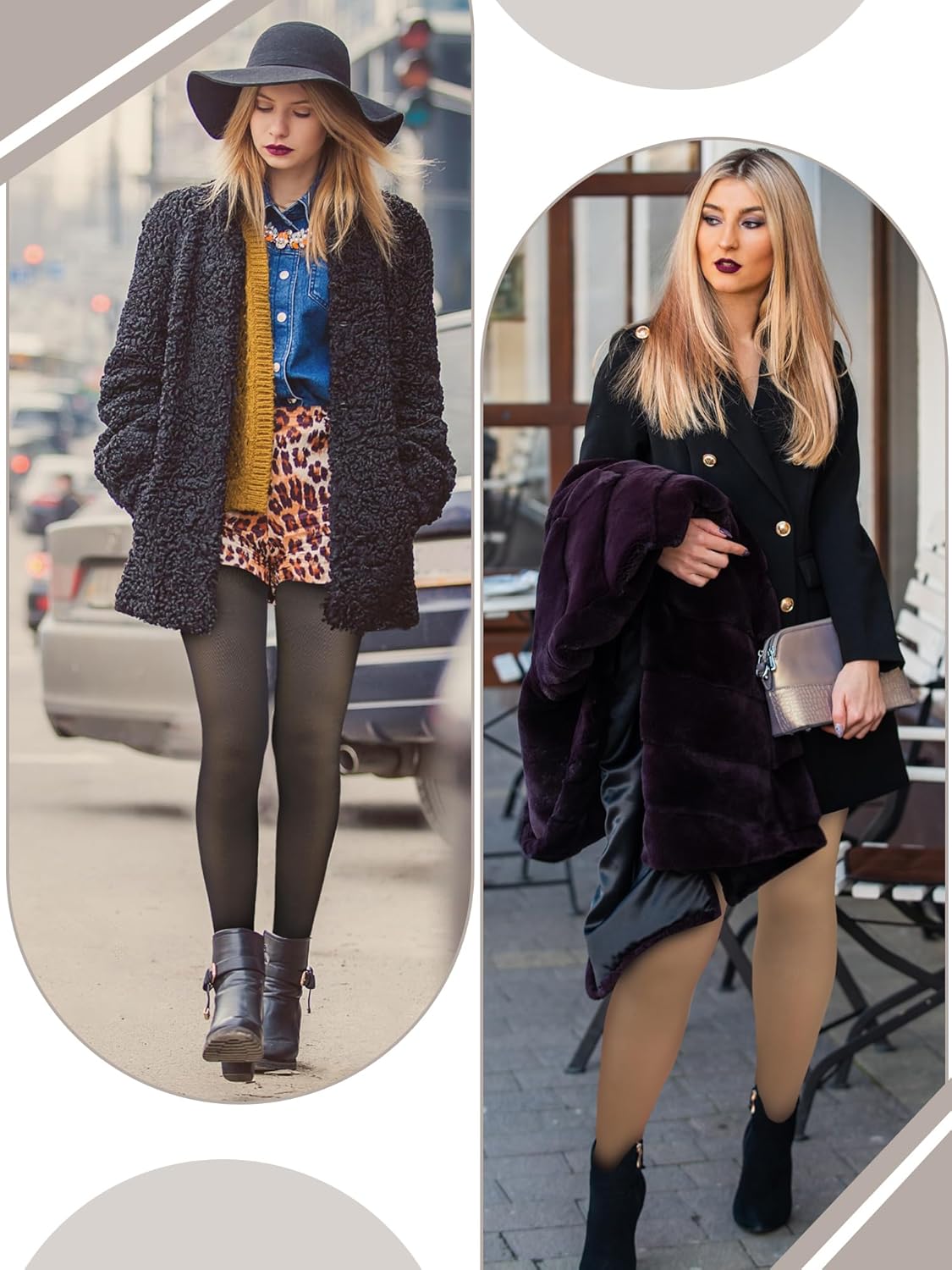 Newcotte 4 Pairs Fleece Lined Tights Women Translucent Pantyhose Leggings Winter Warm Thick High Waisted Winter Tights - Image 2