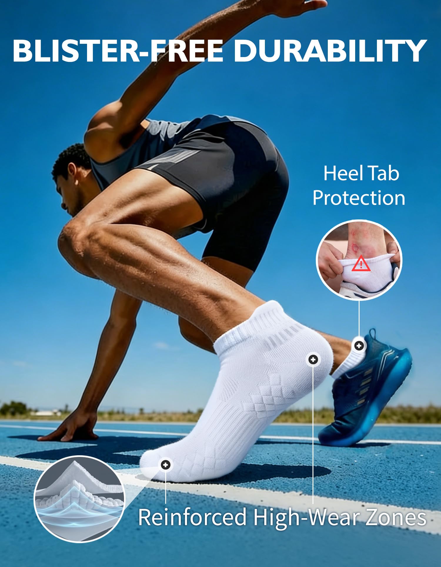 CLOSEMATE Calcetines Deporte Hombre Tobilleros Acolchados Transpirables Antiampollas Suaves Cortos Para Running Deportivos 6 Pares