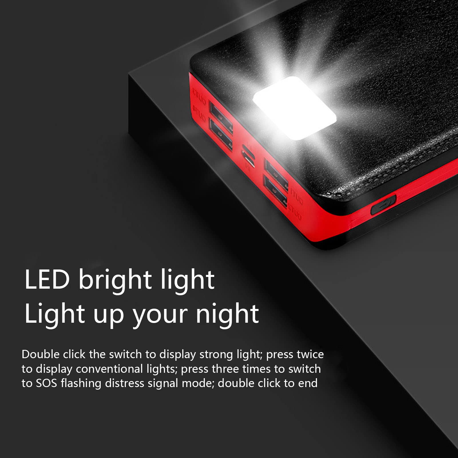 Solar Power Bank 4 Porte USB Capacità 30000 MAh Caricatore Solare Portatile Power Bank con 32 Luci LED per L'escursionismo in Campeggio