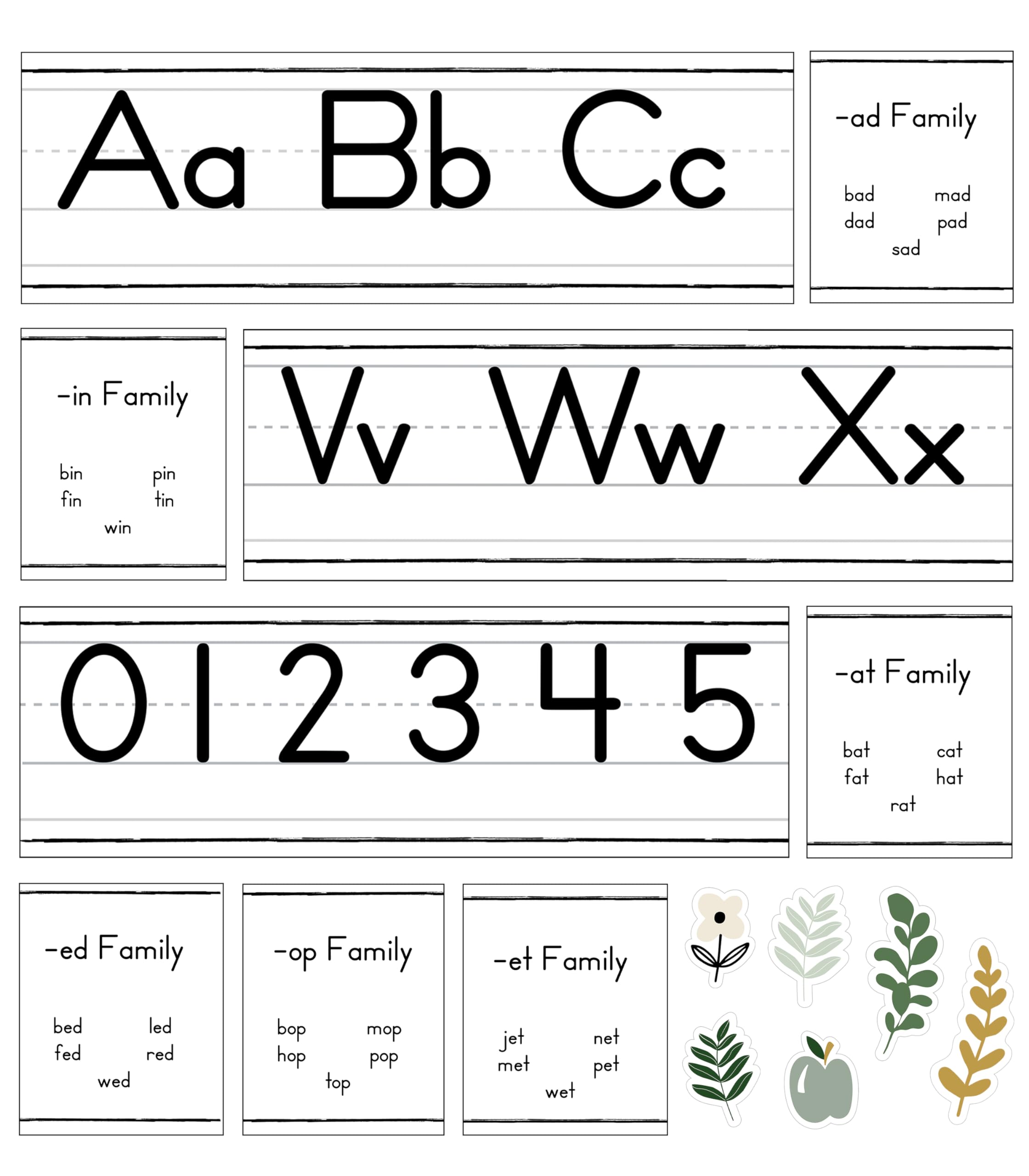 Carson Dellosa 52 pc Farmhouse Manuscript Alphabet & Number Line Bulletin Board Set, Farmhouse Classroom Alphabet Line