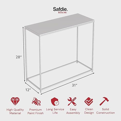 Miniatura 3 de Safdie & Co. - Mesa consola de metal, mesas de consola de mármol negro para entrada, uso como mesa de entrada, mesa de barra estrecha o muebles