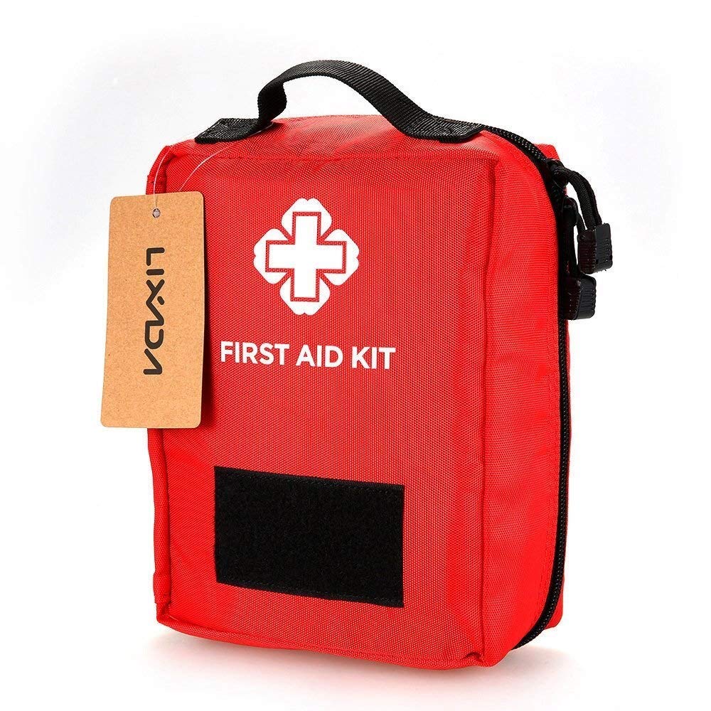 Bolsa de primeros auxilios, bolsa de supervivencia de emergencia, bolsa de almacenamiento médico para el hogar, coche, caza, lugar de trabajo, camping, viajes (color: rojo), color: negro (color: rojo)