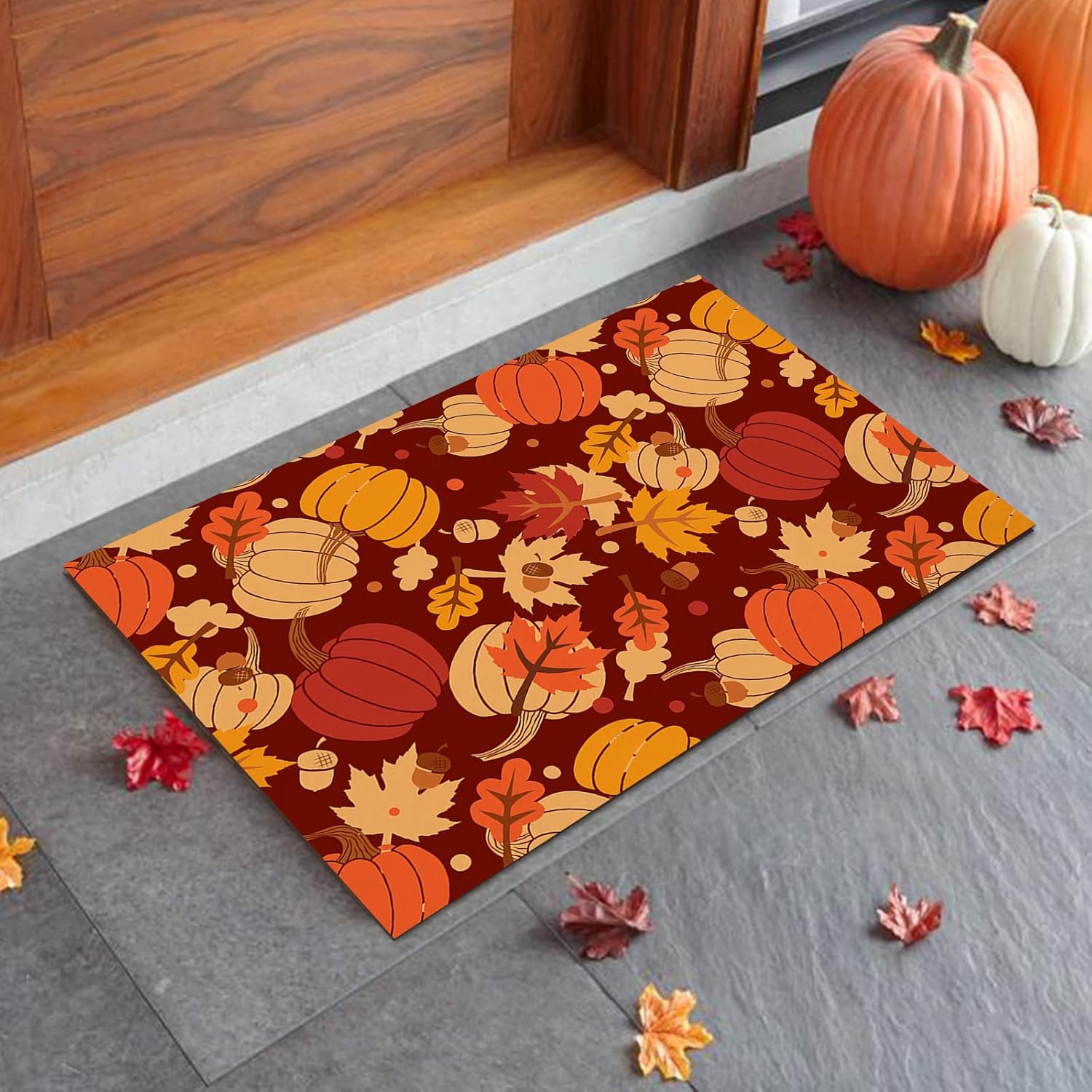 Aomike Thanksgiving Indoor Outdoor Doormat Fall Orange