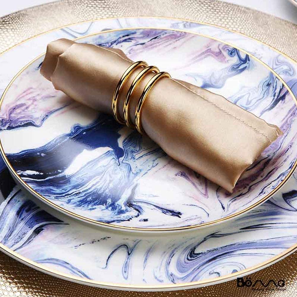 Fine Bone China Porcelain Dinnerware Set Service for 1, White Blue