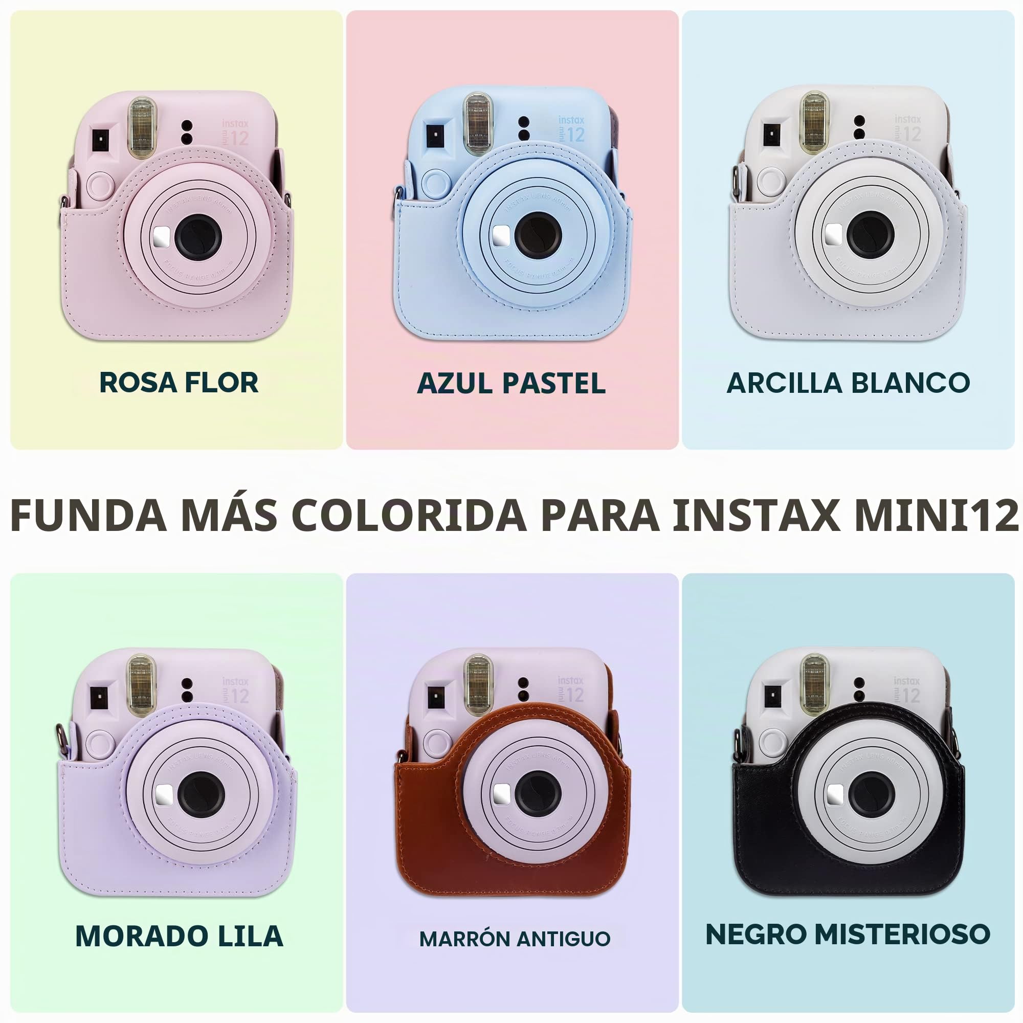 Accesorios para cámaras instantáneas Instax Mini 12, funda con 64 bolsillos álbum de fotos y filtro de color/marco