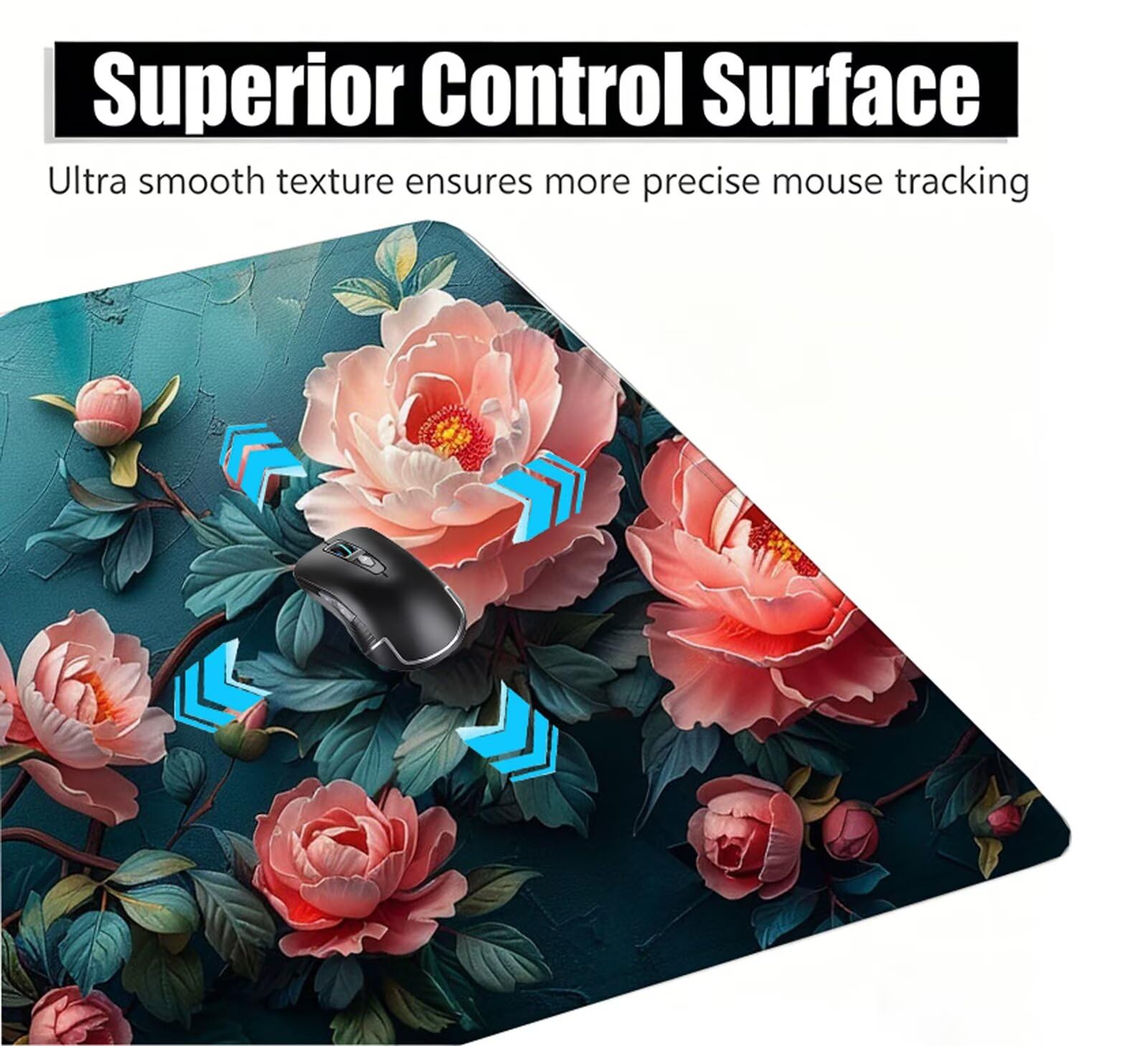 Rosa Alfombrilla Ratón XXL 150x80 cm Mouse Pad Grande Gaming Planta Alfombrilla Escritorio Antideslizante, Protector de Mesa para Ordenador y Teclado, Bordes Cosidos, Accesorios Oficina, Regalo W6-357