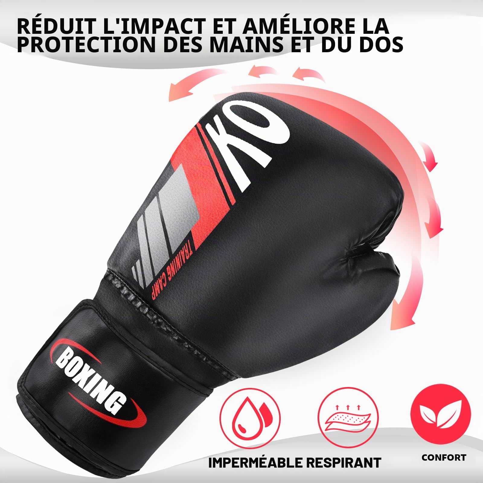 Gants de Boxe avec Paume Ventilée et Gants MMA Hommes Femmes Adultes pour Sac de Frappe Kickboxing, Gants d'Entraînement Muay Thai 14oz