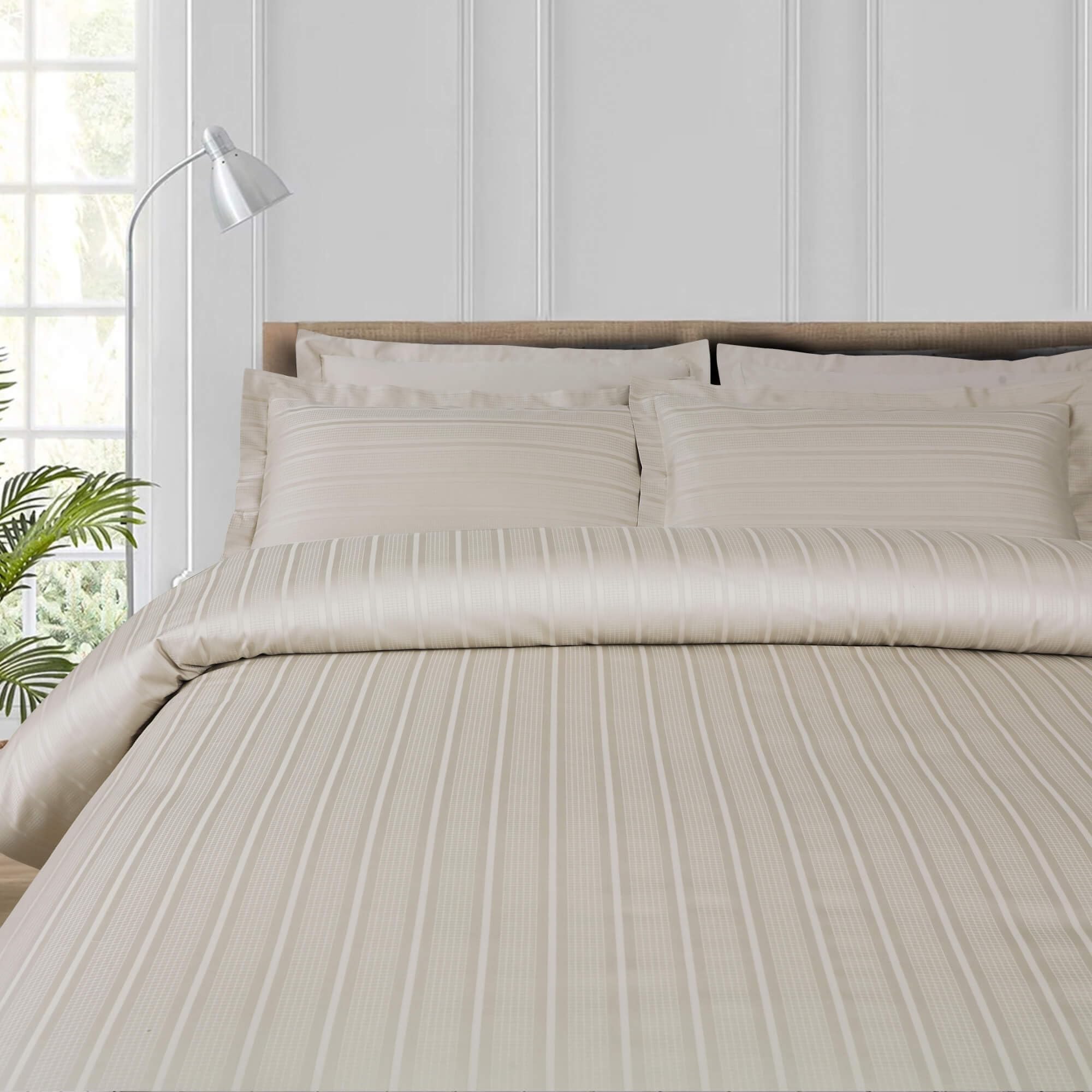 Malako Tuscan Treasure 550 TC 100% Cotton Jacquard Double Bed Duvet Cover with Embroidery – Luxurious and Breathable – 9 Elegant Colour Options (Olive Beige)-image-19