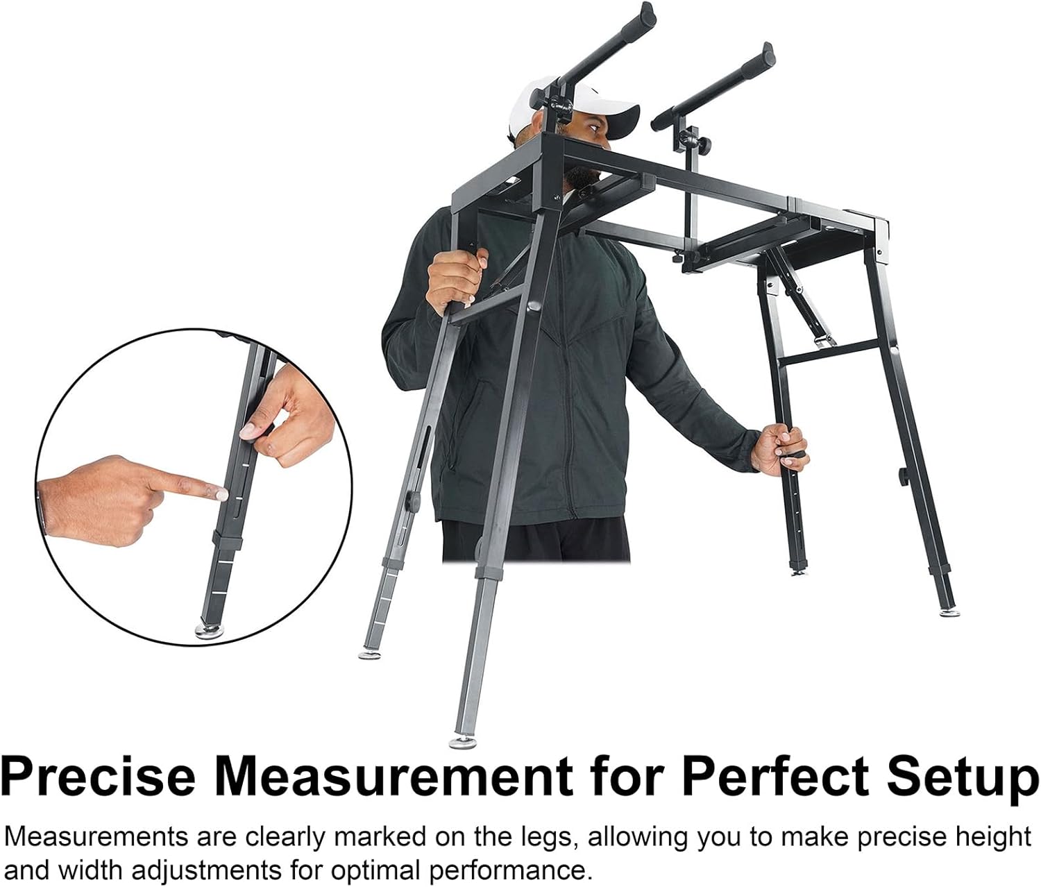 Rockville PKS40 2-Tier Keyboard Stand, Adjustable, Steel, Foldable, Detachable Second Tier, Carry Bag, Perfect for DJs, Studios, Live Performances