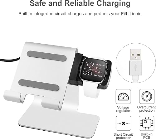 Miniatura 7 de Tranesca Cargador 2 en 1 compatible con Fitbit Versa 2 - Tranesca Versa 2 Soporte de cargabase de cargacuna de carga compatible con Fitbit Versa 2 y