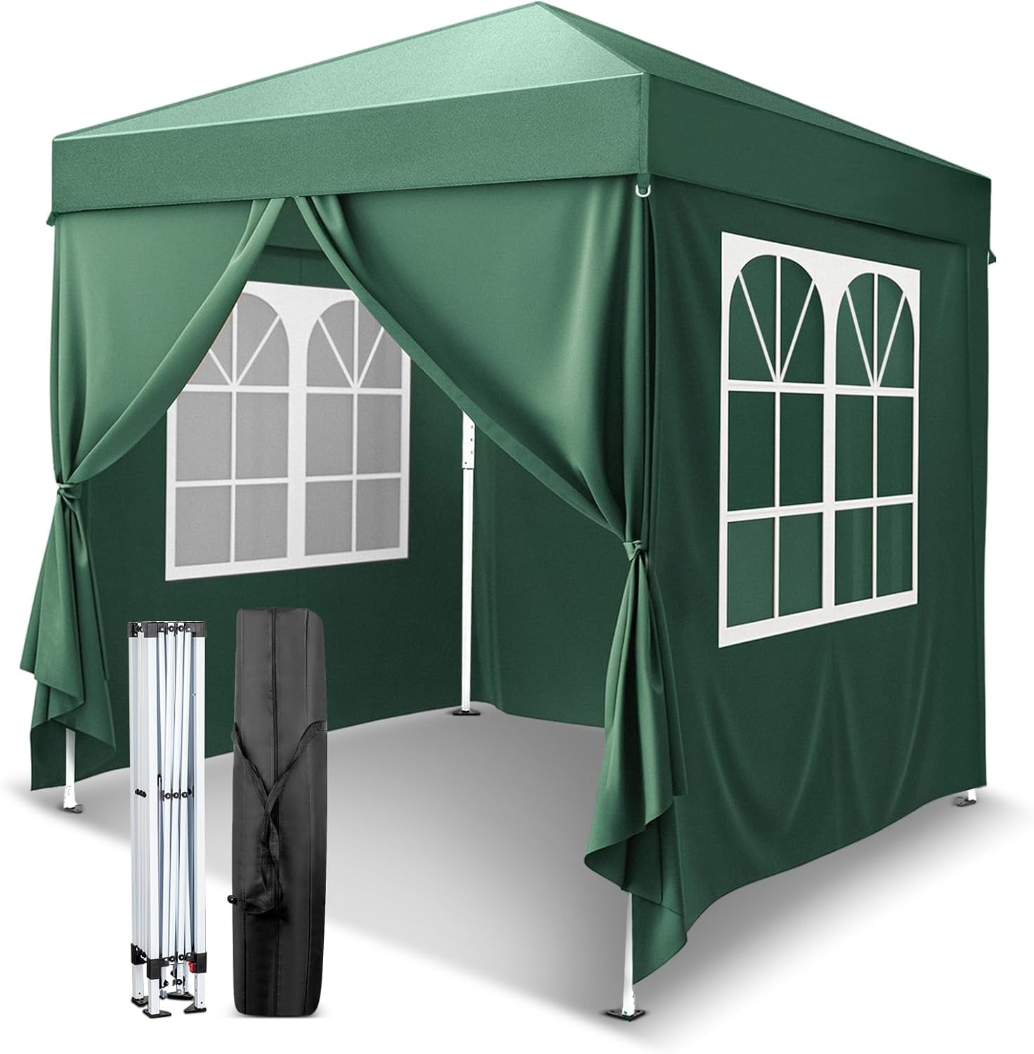 VINGLI 6.5x6.5 Pop Up Canopy Tent with Sidewalls, Outdoor Gazebo Canopy Tent, Patio Event Tents Outdoor Commercial Canopy for Parties (Green) Green 6.5x6.5