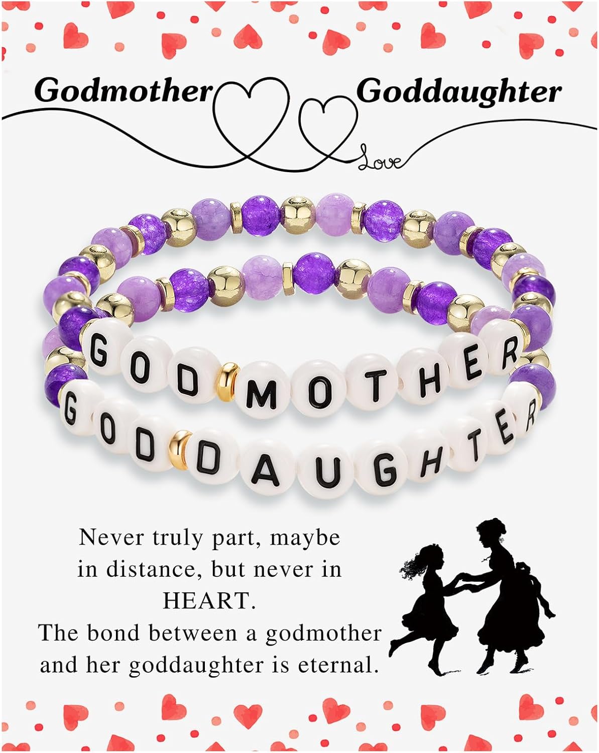 Godmother Proposal Gift, Gifts from Godchild, Goddaughter Gifts, Matching Stretch Beaded Bracelets, FLBR03C