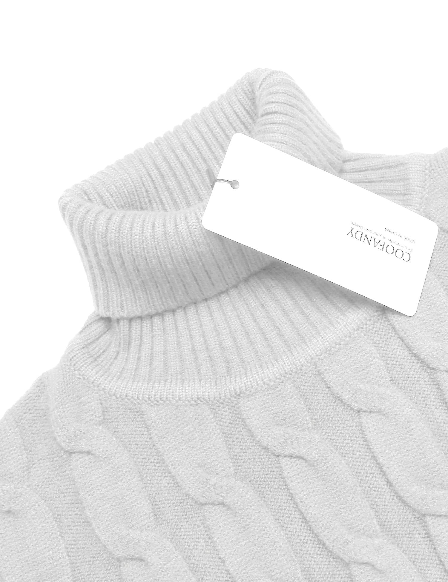 COOFANDY Maglione da uomo slim fit a collo alto, maglione casual lavorato a maglia ritorta, 01-bianco, XL