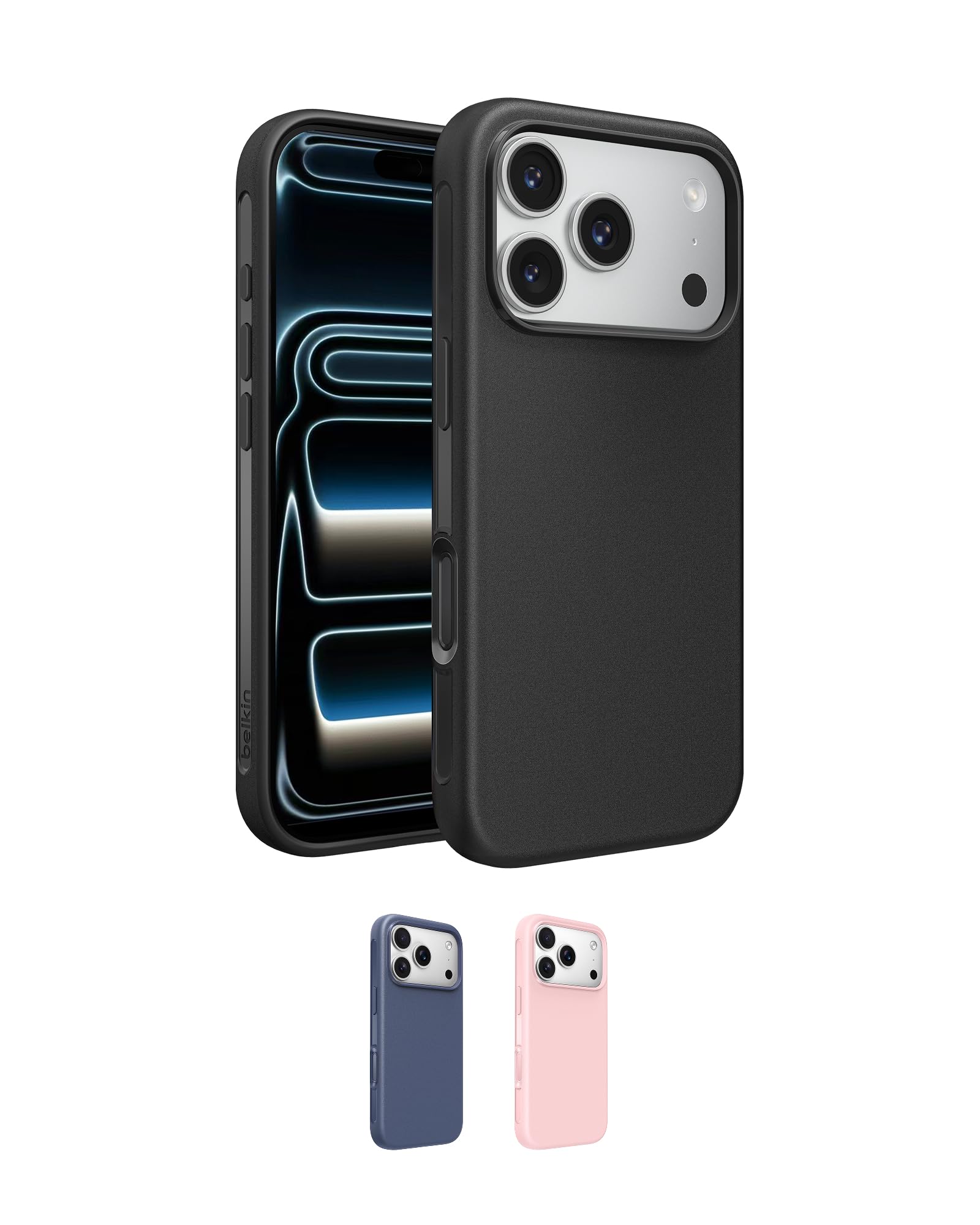 Belkin SheerForce Protect MagSafe Compatible iPhone 17 Pro Case with Slim Design & Anti-Scratch Treated Coating - Magnetic, Transparent, & Shockproof Protective iPhone Case - Black