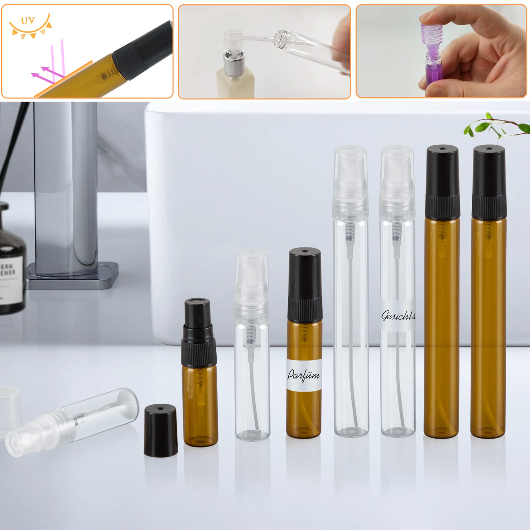 40 Mini Flaconi Spray da 10 ml, Nebulizzatore per Profumo da Viaggio, Piccoli Flaconi Spray da Riempire