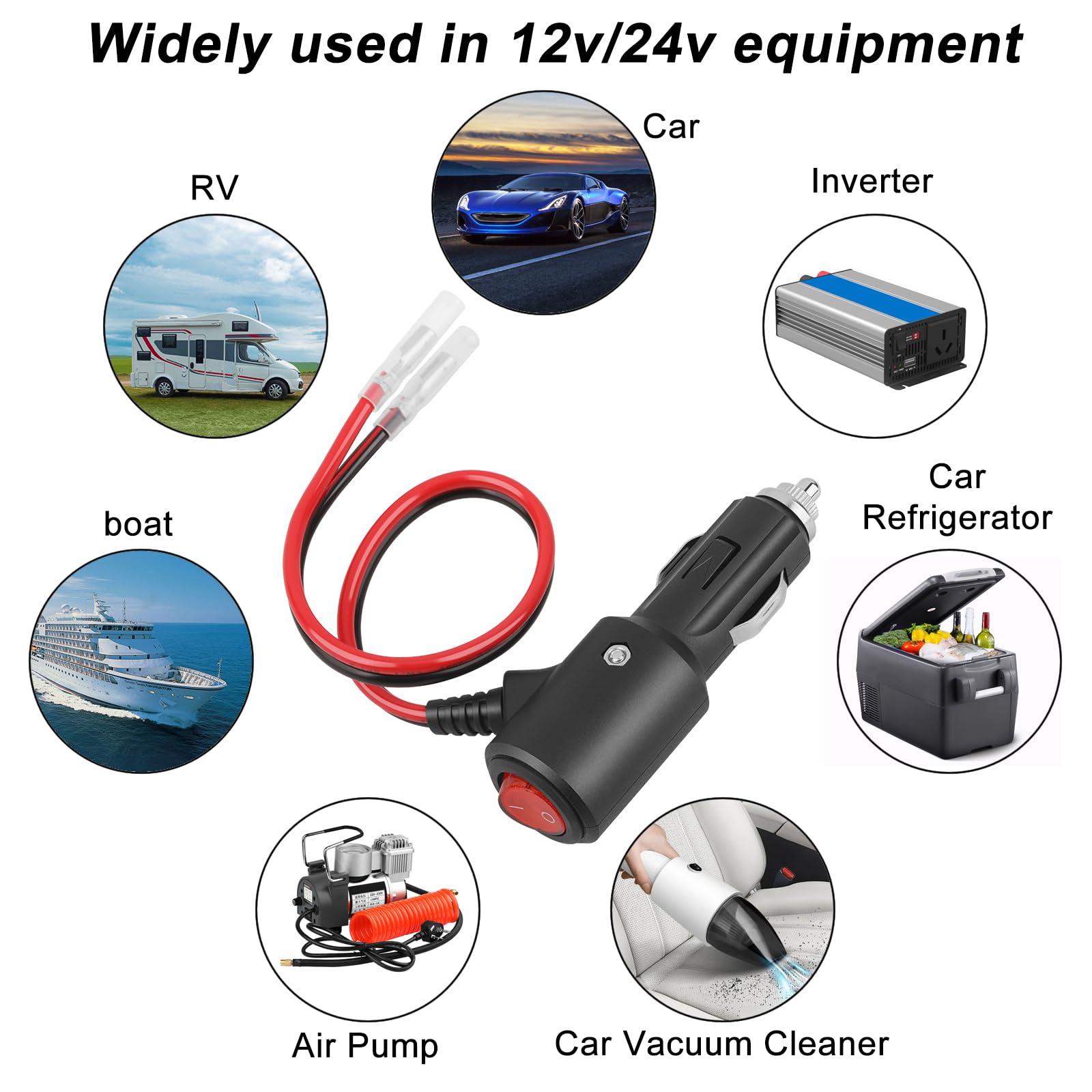 AMiO Sigarettenaanstekerplug Autostekker met Schakelaar 12/24V EURO/DIN