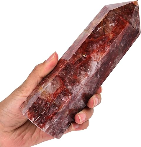 Miniatura 2 de AMOYSTONE Torres de Obelisco de Cristal Curativo Grandes Puntas de Cuarzo Hematoide Varita Decoración del Hogar Sanación Reiki 2.2-2.6 LBS